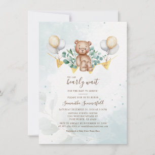 Invitation Eucalyptus verdure On Peut Attendre Baby shower