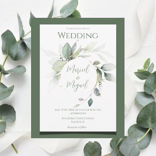 Invitation Eucalyptus Verdure or Aquarelle Mariage moderne