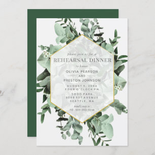 Invitation Eucalyptus & Verdure Répétition Aquarelle Dîner