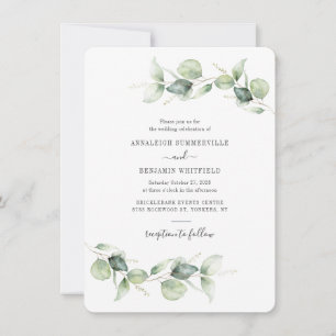 Invitation Eucalyptus Verdure Script minimaliste Mariage