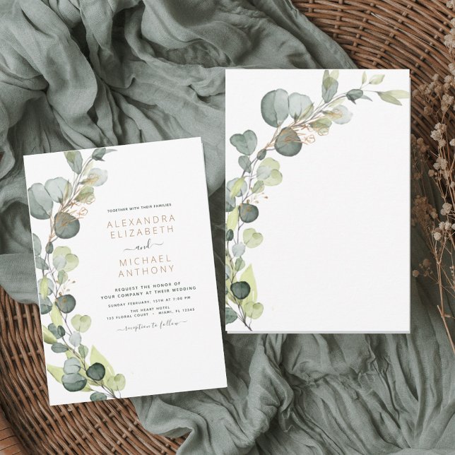 Invitation Eucalyptus Verdure Succulent Mariage élégant (Créateur téléchargé)
