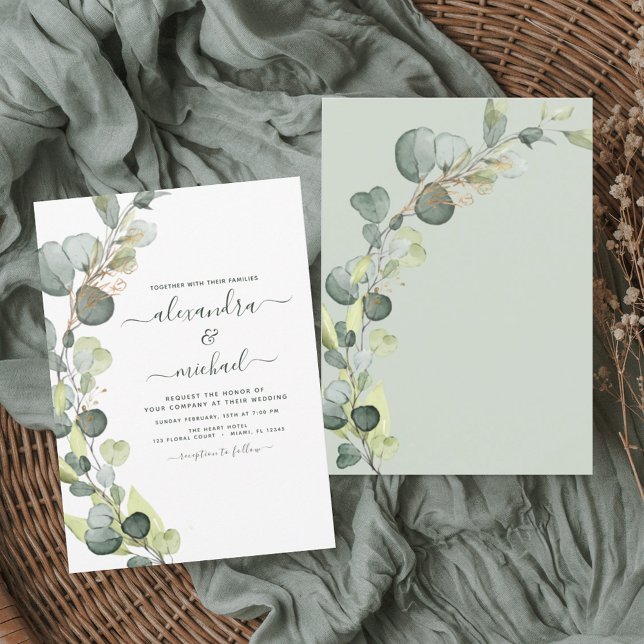 Invitation Eucalyptus Verdure Succulent Mariage élégant (Créateur téléchargé)