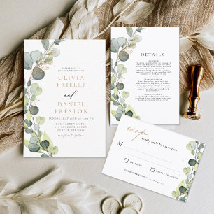 Invitation Eucalyptus Verdure Succulent Mariage élégant