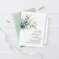 Eucalyptus Verdure Succulents Rose Mariage or