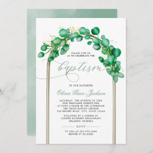 Invitation Eucalyptus Vert Arc Baptême