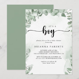 Invitation Eucalyptus vert classique C'est un Baby shower gar