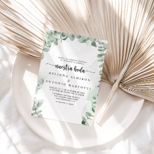 Invitation Éucalyptus vert classique Feuillage Nuestra Boda