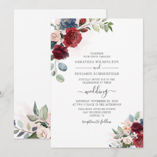 Invitation Eucalyptus Vert Dusty Mariage botanique bleu