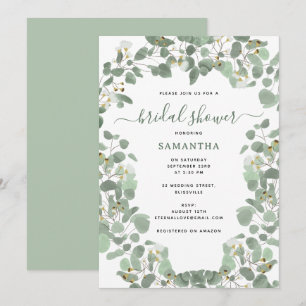 Invitation Eucalyptus Vert Fête des mariées Dollar Argent