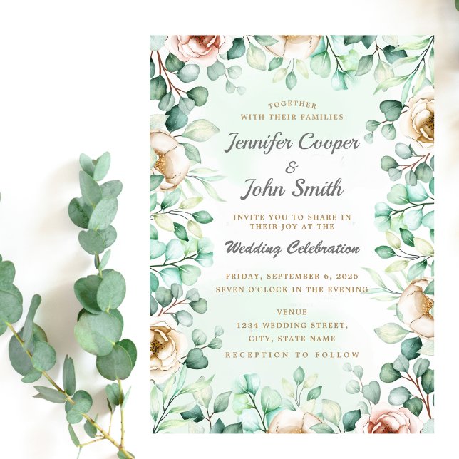 Invitation Eucalyptus Vert feuillage Mariage d'aquarelle (Créateur téléchargé)