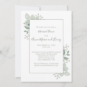 Invitation Eucalyptus Vert Foliage Répétition Dîner