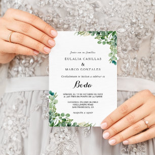 Invitation Eucalyptus vert Mariage espagnol