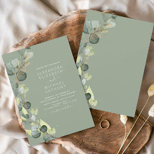 Invitation Eucalyptus Vert Sage Vert Élégant Mariage