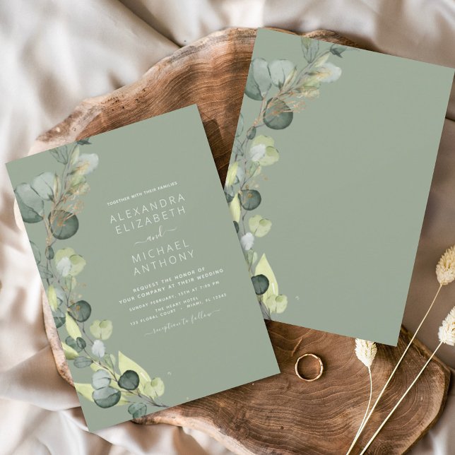 Invitation Eucalyptus Vert Sage Vert Élégant Mariage (Créateur téléchargé)