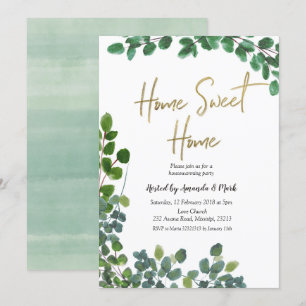 Invitation Eucalyptus vertes Wreath Houseécher Party