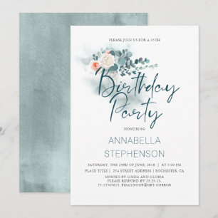 Invitation Eucalyptus   Watercolor Green Fête d'anniversaire