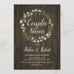 Invitation Eucalyptus Wreath Couples Rustiques Douche
