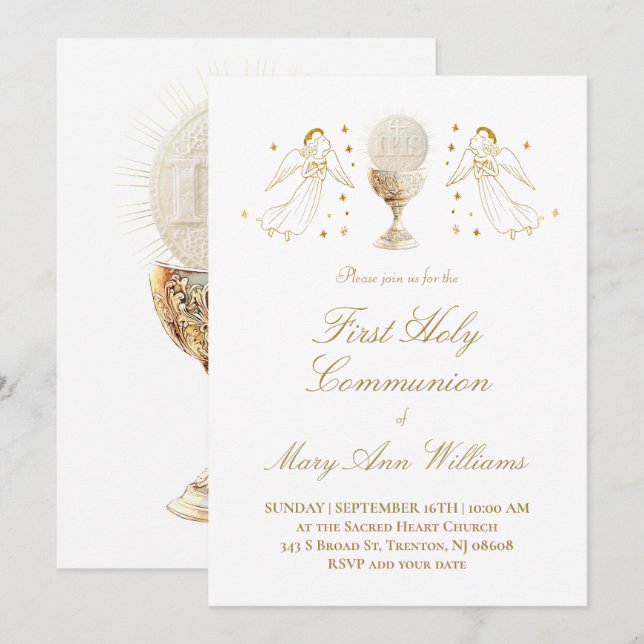 Invitation eucharistie Communion solennelle anges  (Devant / Derrière)