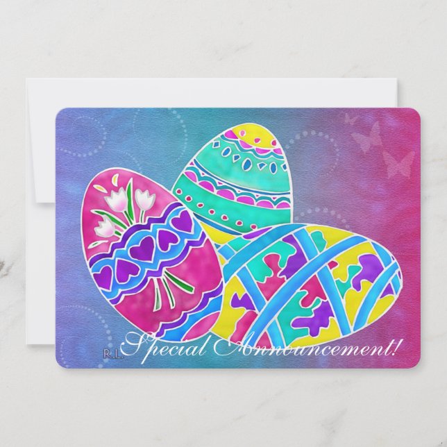 Invitation Europe Pâques Folk Art 5x7 PARTY OEUFS DÉCORATION (Devant)