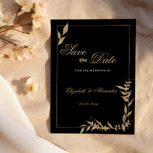 Invitation Événement à ne pas manquer luxe noir et or à feuil