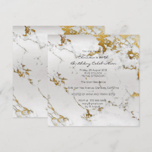 Invitation Événement Anniversaire Noir Gris Marbre Minimal