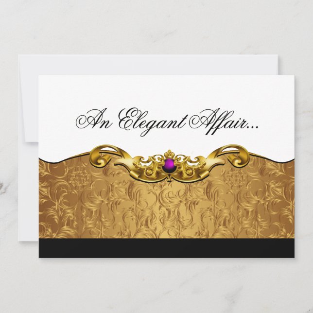 Invitation Événement baroque élégant de cravate noire (Devant)