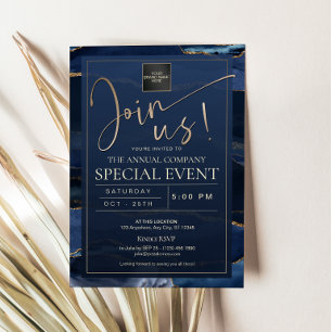 Invitation Événement d'affaires de luxe bleu marine or