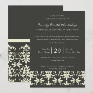 INVITATION ÉVÉNEMENT D'ATELIER CLASSIQUE BLACK WHITE DAMASK