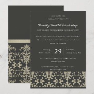 INVITATION ÉVÉNEMENT D'ATELIER CLASSIQUE EN ARGENT NOIR FORME
