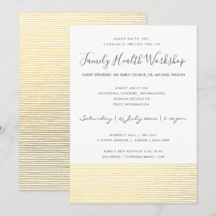 INVITATION ÉVÉNEMENT D'ATELIER DE LA LIGNE DE STRIPE BLANCHE 
