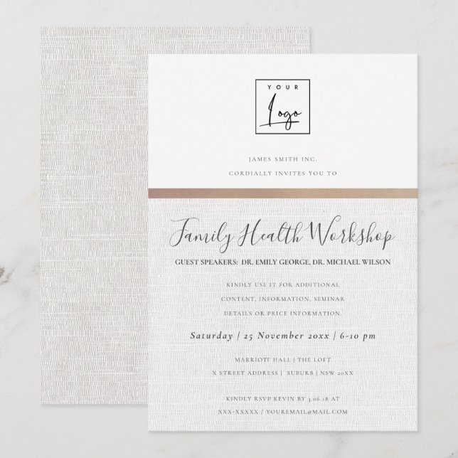 INVITATION ÉVÉNEMENT D'ATELIER DE LIGNE D'OR FAUX OFFICIEL (Devant / Derrière)