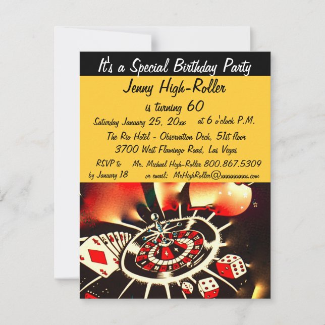Invitation Événement de coup d'anniversaire de casino de Las (Devant)