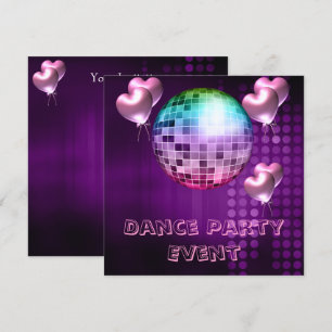 Invitation Événement de fête dansante violette Mirrorball Lov