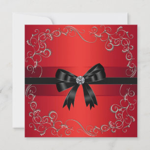 Invitation Événement de fête d'entreprise Red Black Bow Red B