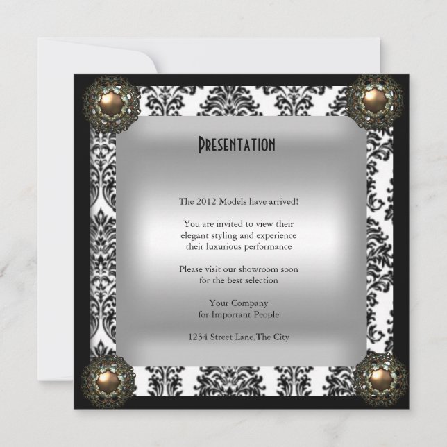 Invitation Événement de fête Elegant Damask Jewel (Devant)