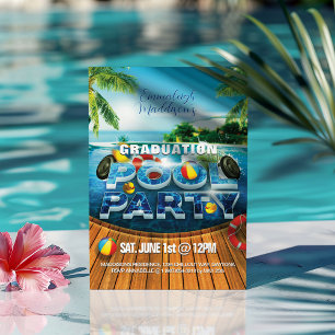 Invitation Événement de fête tropicale au bord de la piscine 