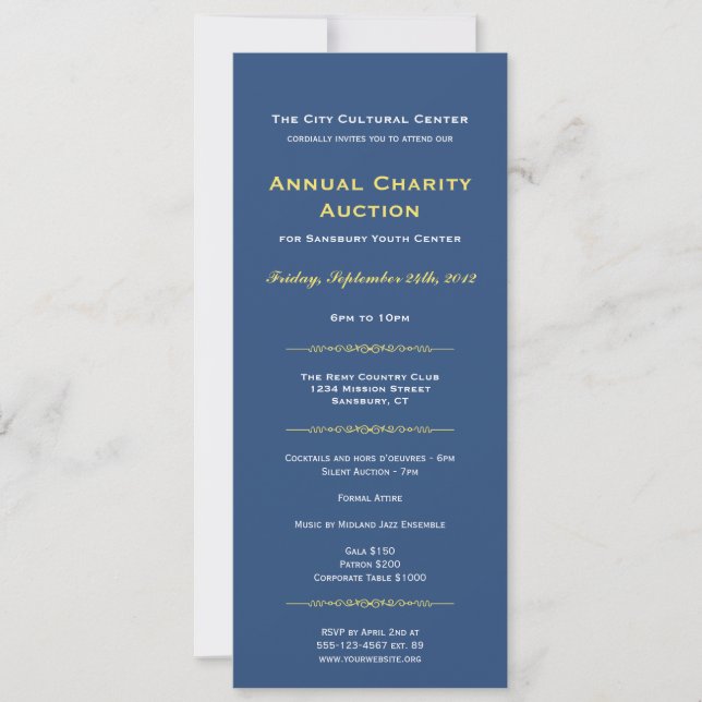 Invitation Événement de gala d'affaires jaune de la marine lo (Devant)