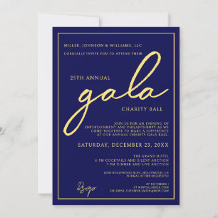 Invitation Événement de gala de charité Élégant Bleu Or