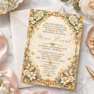 Invitation Événement de Glamour Papillon Floral Exquis