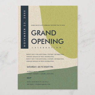 INVITATION ÉVÉNEMENT DE GRAND OUVERTURE ART ABSTRAIT MODERNE 