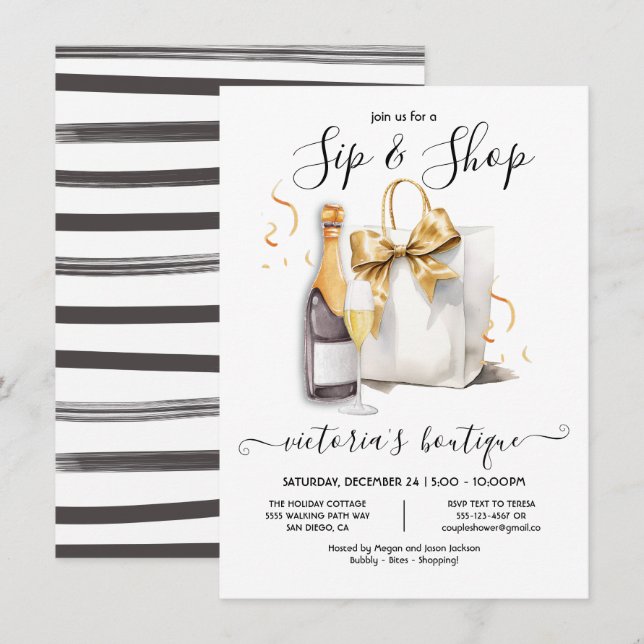 Invitation Événement de la boutique Sip and Shop (Devant / Derrière)
