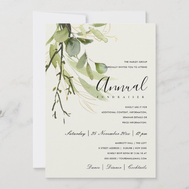 INVITATION ÉVÉNEMENT DE LA FÊTE LEAFY GREEN GOLD FOLIAGE (Devant)