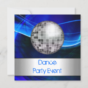 Invitation Événement de soirée dansante Blue Silver Mirrorbal