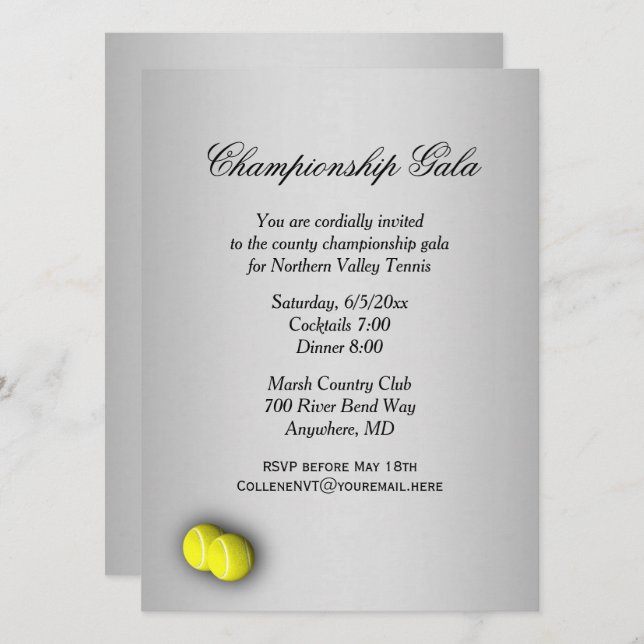 Invitation Événement de tennis (Devant / Derrière)