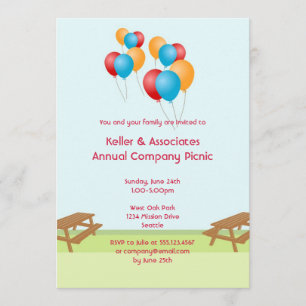 Invitation Événement extérieur de ballons de pique-nique