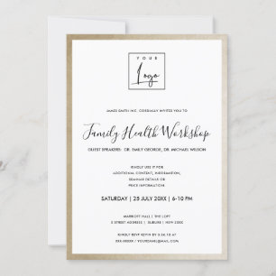 INVITATION ÉVÉNEMENT GALA ATELIER LOGO FAUX FEUILLE D'OR GLAM