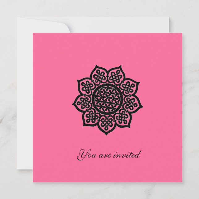 Invitation ÉVÉNEMENT MAGIQUE Pink Black Celtic Knot Invitatio (Devant)