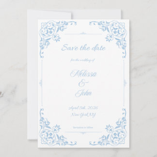Invitation Événement Moderne Bleu Filigrane Campagne Français