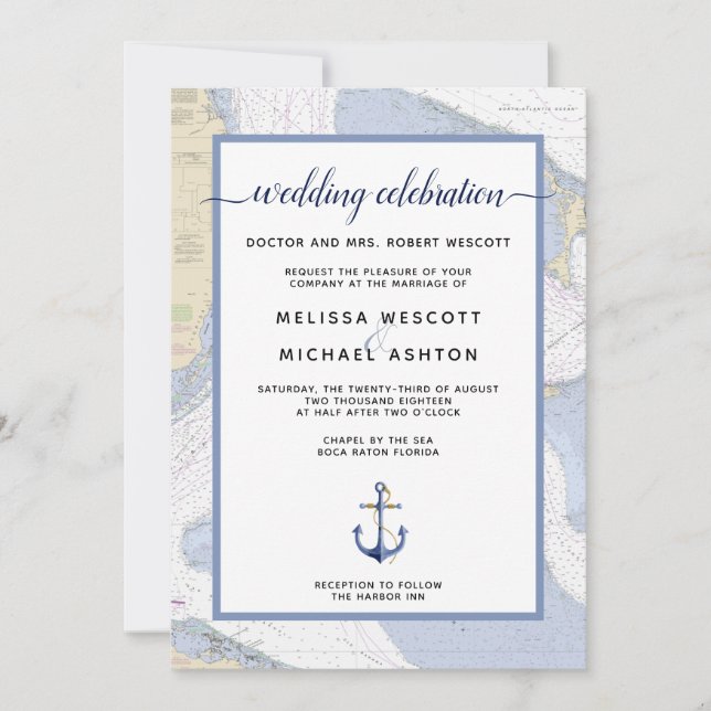 Invitation Événement nautique traditionnel / Mariage | Bahama (Devant)
