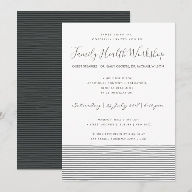 INVITATION ÉVÉNEMENT OFFICIEL DE L'ATELIER DE LA LIGNE BLANCH (Devant / Derrière)